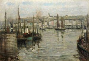 Fishing Boats In A Harbor by Henry Golden Dearth