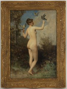 Nu Aux Pigeons by Edouard Bernard Debat-Ponsan