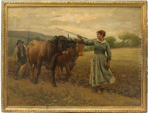 Plowing Of The Fields by Edouard Bernard Debat-Ponsan