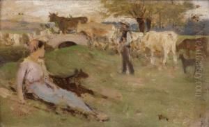 Le Retour Du Troupeau by Edouard Bernard Debat-Ponsan