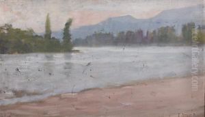 Coucher De Soleil Sur La Riviere by Edouard Bernard Debat-Ponsan