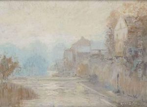 Vue D'un Canal, Le Matin by Rene Charles Louis Debraux
