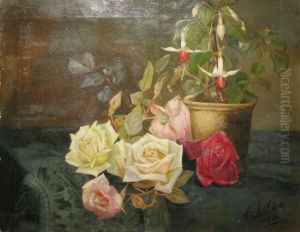 Roses Et Fuschias by Alexandre Debrus