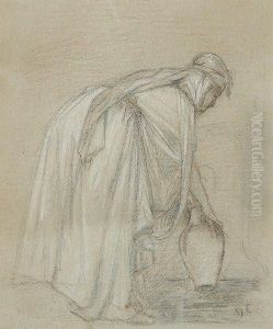 Femme Orientale Puisant De L'eau Avec Une Cruche