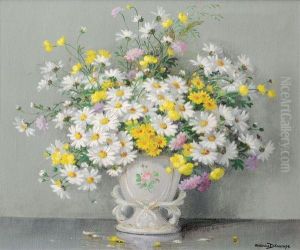 Marguerites Dans Un Vase De Porcelaine by Maurice Decamps