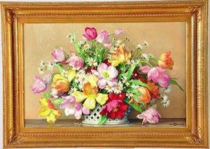 corbeille De Fleurs by Maurice Decamps