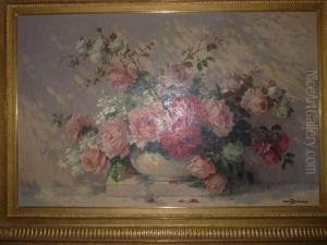 Vase De Roses by Maurice Decamps