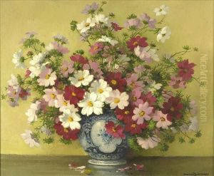 Summer Flowers In A Blue Vase by Maurice Decamps