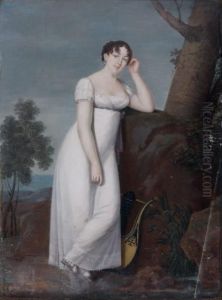 Portrait De Femme Dans Un Paysage by Dechateaubourg