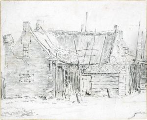 Farm Buildings, With Peasants At The Door