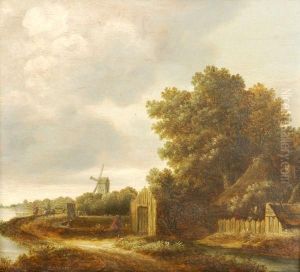 A River Landscape With Fishermen On The Riverbank