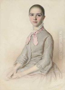 Portrait Einer Jungen Dame In Grauem Kleid Portrait Einer Jungen Dame In Grauem Kleid