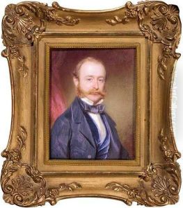 Portrait Of Graf Paul Palffy, Depicted Half Length Wearing A Blue Suit