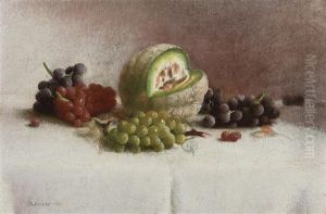 Still Life With Melon And Grapes by Joseph Decker