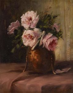 Vase Fleuri De Roses by Jan Deckers