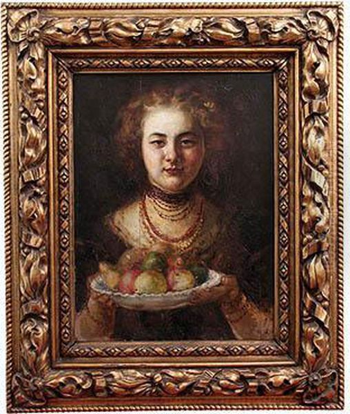 Girl With A Bowl Of Fruit - view 1