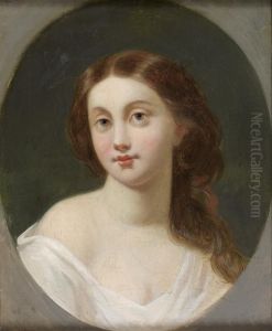 Jeune Femme En Buste Dans Un Ovale Peint