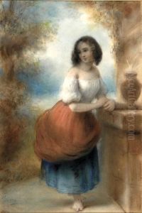 Junge Frau Am Brunnen by Pierre-Joseph Dedreux-Dorcy
