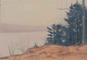 Wooded Landscape By A Lake by Lockwood Deforest