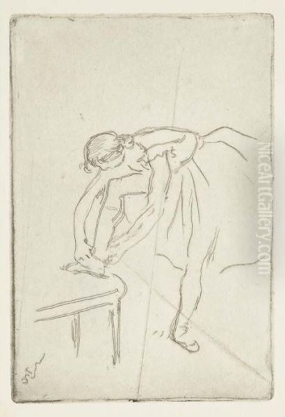 Mademoiselle Nathalie Wolkonska; Danseuse Mettant Son Chausson - view 1