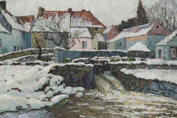 Winter City View With Cascade - view 1