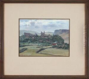 Blick Auf Eine Burgruine In Sommerlicher Hugellandschaft by Wilhelm Degode