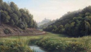 Blick Auf Schloss Braunfels In Hessen, Im Vordergrund Weite Bewaldete Landschaft by Johannes Christian Deiker
