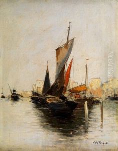 Segelschiffe In Einem Ostseehafen by Johann Wagner Deines