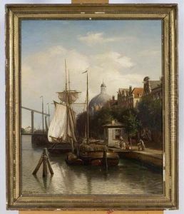 Barques Sur Le Canal by Heinrich Deiters