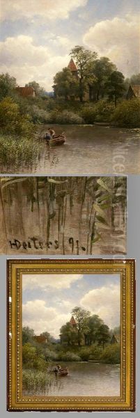 "sommerliche Dorflandschaft" Mit Boot-und Personenstaffage
Ol/leinwand, Signiert, Datiert: (18)97 - view 1