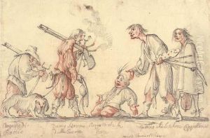Caricature Of The Artist Returning From The Wars To Be Greeted by Baccio del Bianco