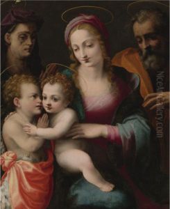 The Holy Family With The Young Saint John The Baptist And Saint Elizabeth by Francesco Brini Active Florence