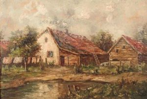 Zwei Bauernhauser by Albertus Orient Del Browere