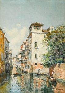 Venetian Canal Scene by Federico del Campo
