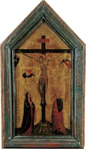 Christus Am Kreuz. Darunter Maria Und Johannes. by Jacopo Del Casentino