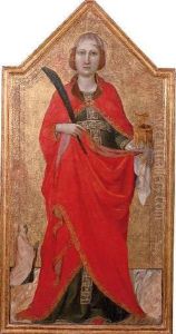 Saint Lucy With A Female Patron by Jacopo Del Casentino