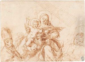 Madonna Col Bambino E Santi by Antonio Del Castillo Y Saavedra