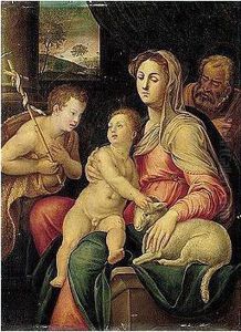 The Holy Family With The Infant Saint John The Baptist by Raffaellino Del Colle