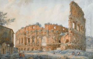 Personnages Devant Le Colisee En Ruines