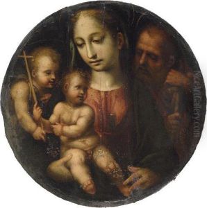 The Holy Family With The Infant Saint John The Baptist by Girolamo Del Pacchia