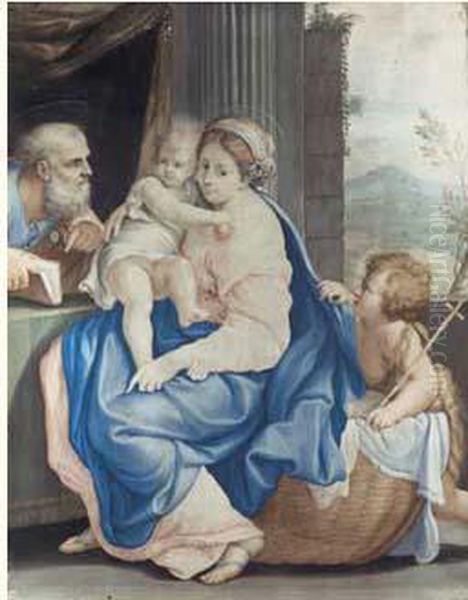 Sainte Famille Et Saint Jean-baptiste, D'apres Annibale Carracci - view 1