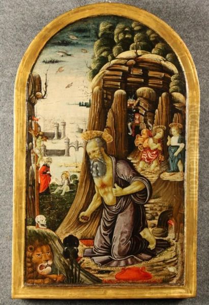 ''san Gerolamo Penitente Con Il Cristo, San Giovanni Battista E Sant'agostino Sullo Sfondo Di Un Paesaggio Portuale'' - view 1