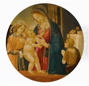 Tondo With Mary And The Infant Jesus And John The Baptistaccompanied By An Angel. thumbnail