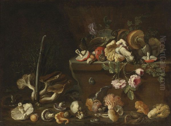Still Life With Mushrooms And Flowers - view 1