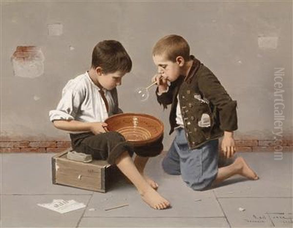 Children Blowing Bubbles - view 1