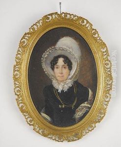 Retrato De Dama De Casi Medio Cuerpo Con Vestido Negro Y Chal