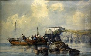 Fischerkahn An Der Bretonischen Kuste by Auguste Delacroix