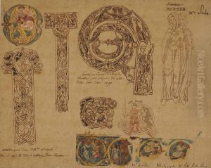 Motifs Derives D'enluminures, Une Crosse Et Un Tau