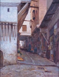 Rue Dans La Medina by Alexis-Auguste Delahogue