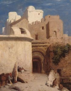 Bedouins Resting At The Gates Of A Fort